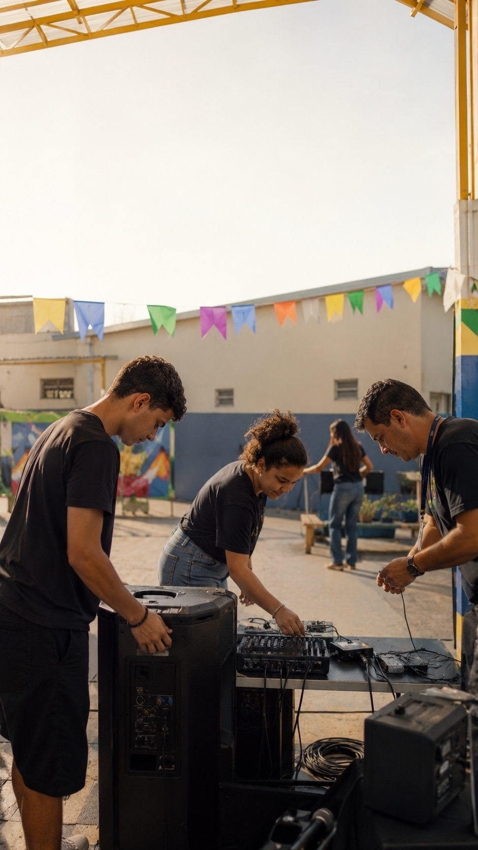 Bastidores de um evento escolar
